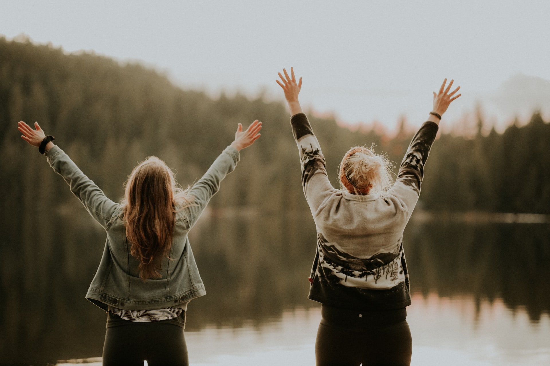 two happy women